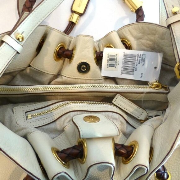 MICHAEL KORS Skorpios Handbag Purse Pebbled Leather Braided Leather Handles-New! - Picture 11 of 12